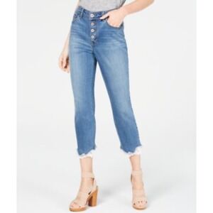 INC Denim Jeans Lace Hem‎ Button Fly Skinny Leg Regular Fit High Rise Size 16